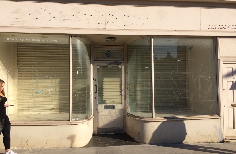 A pretty Art Deco shop completely empty, looking bleak