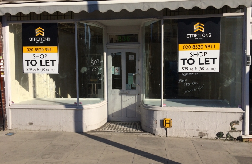 Closed shop with To Let sign in the window