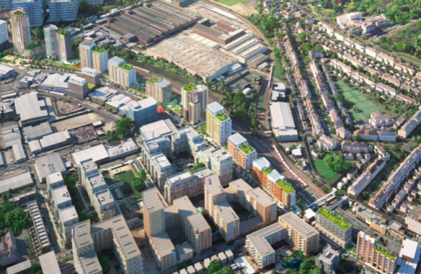 TFL Bollo Lane aerial view showing high rises dwarfing the Gunnersbury Park Garden Estate conservation area