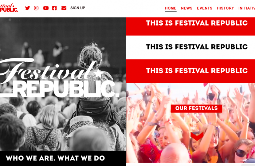 Image of the Festival Republic website include a photo of a large crowd with arms raised