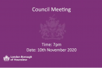 View of the title screen of the virtual borough council meeting