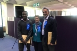 Ron Mushiso, Joanna Biddolph and Ranjit Gill immediately after their election results were announced