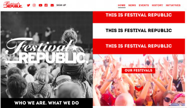 Image of the Festival Republic website include a photo of a large crowd with arms raised